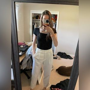 White Pleated High-rise Express Pants